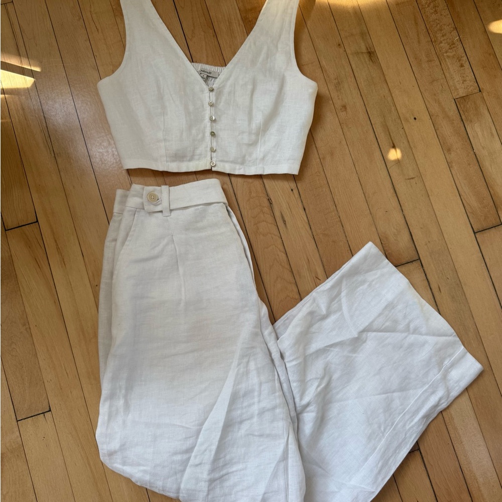 Madewell Cream Wide Leg Jumpsuit